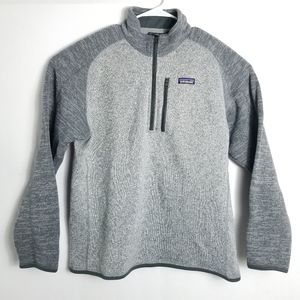 PATAGONIA Mens Better Sweater Knit 1/4 Zip Chest Pocket Fleece Gray size L